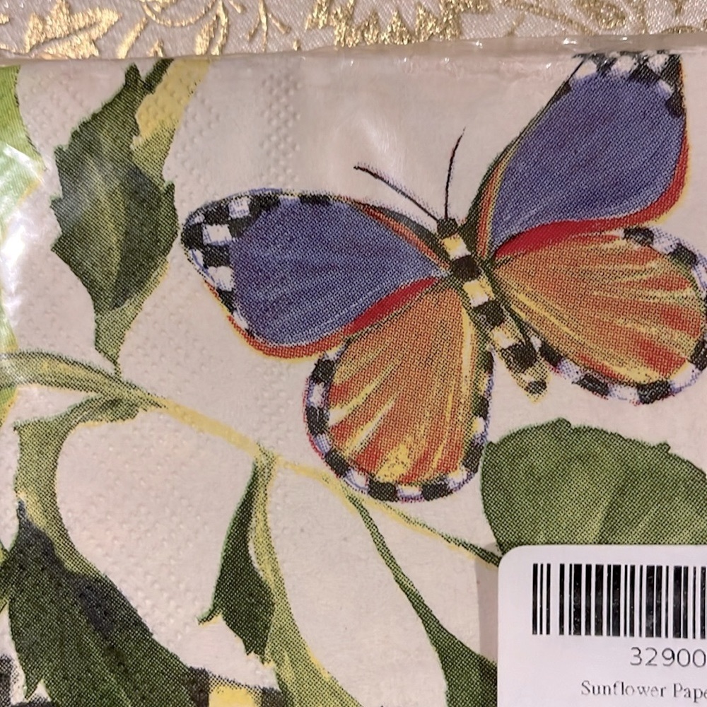 NWT Mackenzie Childs Sunflower pattern paper cocktail napkins - Picture 4 of 4